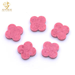 Vente en gros de pierres synthétiques en forme de trèfle à quatre feuilles, rose, 12*12*2mm, pour la fabrication de bijoux - Product Image 3