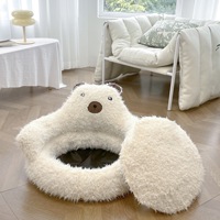 Ensemble canapé-lit et oreiller doux et moelleux en forme d'ours avec coussin amovible lavable en machine, en polyester, pour un confort optimal