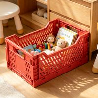 Panier de rangement pliable en plastique creux avec poignée, organisateur de bureau empilable pour le rangement des articles divers à la maison et au bureau