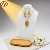 Ensemble de bijoux Hongyue plaqué or 24 carats avec pampilles irrégulières - Collier et boucles d'oreilles ethniques - Ensemble de mariée africain traditionnel