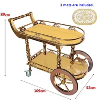 Chariot de service Royal Palace, chariot de salle à manger, chariot utilitaire vintage français médiéval doré, chariot de restaurant d'hôtel, chariot de chambre