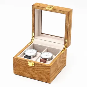 Caixa de relógio 2 grades caixa de embalagem de madeira