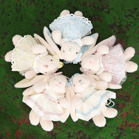 Porte-clés en peluche lapin à oreilles tombantes mignon avec collier en dentelle florale, doux et moelleux, 18 cm, pour femme, cadeau de fête, décoration