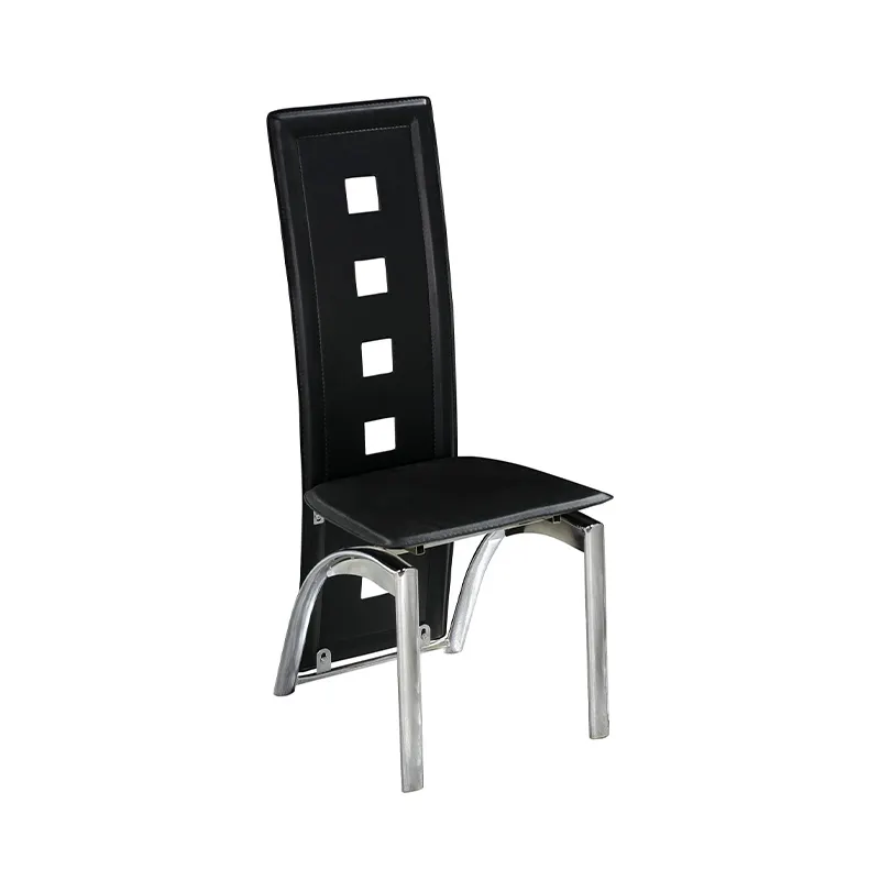 Современный популярный стул для ресторана с высокой спинкой, эргономичный пластиковый обеденный стул без подлокотников, стул из твердой кожи с хромированной основой, стул для гостиной