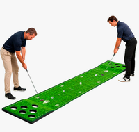 Ensemble de jeu de golf d'intérieur avec tapis d'entraînement au putting, putters et couvre-trous, aide à l'entraînement au putting pour la cour