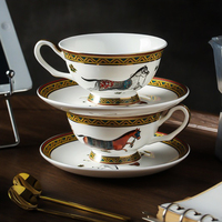Tasse à café de luxe à motif cheval, ensemble cadeau de tasses à thé en porcelaine fine, fournitures de bureau et de restaurant, décoration intérieure, vente en gros