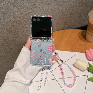Funda de teléfono plegable de PC dura con patrón de flores IMD transparente de lujo con correa para <span class=keywords><strong>Motorola</strong></span> Moto <span class=keywords><strong>Razr</strong></span> 40 Ultra 5G Fold <span class=keywords><strong>5</strong></span> 4 - Product Image 2