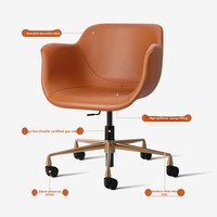 [En Stock] Chaise d'ordinateur en cuir design, chaise de bureau décontractée de luxe léger, chaise de bureau à domicile confortable, ergonomique et réglable en hauteur haut de gamme