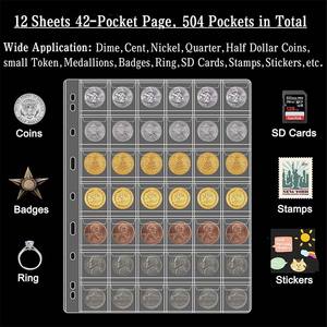 42ポケットPVCコインコレクションホルダーブックアルバムコインスリーブバインダーコレクションスリーブコインポケットページ - Product Image 2