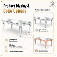 Table de salle à manger rectangulaire haut de gamme en acier inoxydable avec plateau miroir et pieds ronds effilés pour événements et banquets (vente en gros)