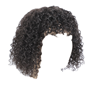 Peluca de Cabello Humano Remy de Nuevo Estilo, Negra Natural, Rizada Jerry, 12 Pulgadas, 165g, Corta, Myanmar, 1 Pieza, 150% de Densidad, Marrón Medio, con Encaje - Product Image 1