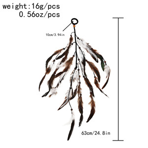 Fascia Hippie con piume bohémien per <span class=keywords><strong>capelli</strong></span> da donna copricapo da festa per <span class=keywords><strong>capelli</strong></span> con estensione di piume eleganti copricapo alla moda - Product Image 2