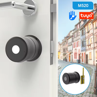 Serrure de porte intelligente à cylindre avec application TTlock pour entrée sans clé par empreinte digitale, carte mémoire, alliage d'aluminium, laiton/bois, clé mécanique