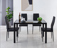 Meubles de salle à manger en gros, ensemble de table à manger moderne en verre noir avec 4 chaises