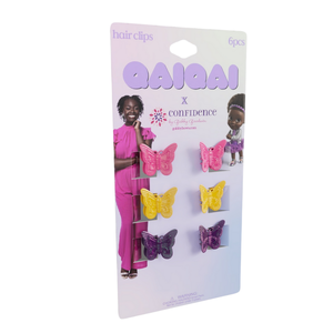 Pinzas para el Cabello con Forma de Mariposa Qai Qai (6 Unidades) - Rosa, Amarillo, Morado - Product Image 1
