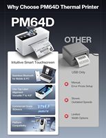 Imprimante d'étiquettes thermiques Phomemo PM64D avec écran tactile, imprimante d'étiquettes d'expédition sans fil Bluetooth pour les petites entreprises