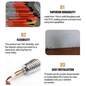 Fouets lumineux de sécurité minière de haute qualité 8 pieds/10 pieds/12 pieds utilisés sur les sites miniers Fouet lumineux de sécurité minière Poteau de drapeau lumineux Fouets lumineux - Product Image 3