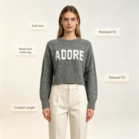 Pull-over en tricot gris décontracté à manches longues, épais et chaud, de haute qualité, personnalisé, en jacquard, Emilia Undefined, OEM & ODM, pour l'hiver