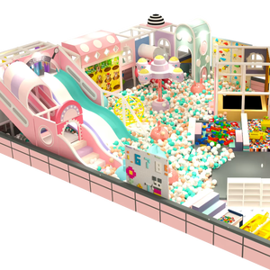 مركز للوالدين والطفل بترخيص TUV معكرون وردي لملعب الأطفال مع الزلاجات والتسلق والمناطق التفاعلية - Product Image 1