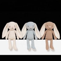 Jouet en peluche personnalisé de lapin à longues oreilles, poupée lapin en coton et lin doux, cadeau pour bébés et enfants