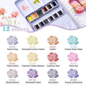 Ensemble de peinture à l'<span class=keywords><strong>aquarelle</strong></span> portable mini format Fontainebleau avec logo personnalisé, palette en métal, fournitures artistiques pour la peinture - Product Image 6