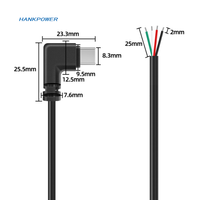 Usine OEM USB2.0 Câble USB C 90 degrés à angle droit de type C mâle pour ouvrir les 2 4 cœurs nus