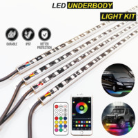 Kit d'éclairage LED RGBIC numérique pleine couleur 4 pièces en aluminium pour sous-voiture, effet de poursuite des couleurs