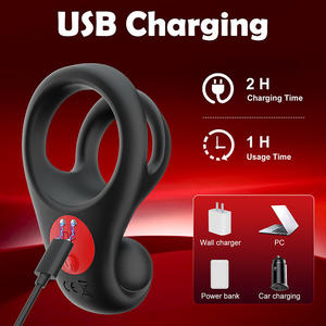 Anello Vibrante <span class=keywords><strong>per</strong></span> Pene con <span class=keywords><strong>Stimolatore</strong></span> Clitorideo, Doppio Anello in Silicone con 10 Modalità di Vibrazione, Giocattoli <span class=keywords><strong>per</strong></span> Adulti - Product Image 5