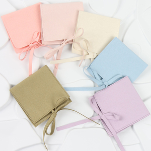 MOJIU Custom Logo Microfiber Jewelry Pouches 8*8cm Light Purple <b>Envelope</b> Flap Suede Earring Necklace Microfiber Jewelry Display - Product Image 3