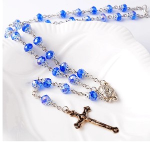 Gioielli Colorati <span class=keywords><strong>Collana</strong></span> Del <span class=keywords><strong>Rosario</strong></span> religioso Con Perle di Vetro Pendente Croce Crocifisso Cattolica Perle di Vetro Della <span class=keywords><strong>Collana</strong></span> Del <span class=keywords><strong>Rosario</strong></span> - Product Image 6