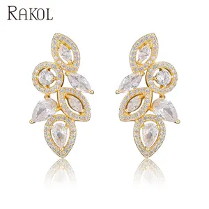 RAKOL EP5056 Elegant 18k gold studs CZ earrings 2021 women's bridal jewelry from Yiwu RAKOL