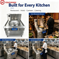 Cuisinière à induction professionnelle à brûleur unique haute puissance pour restaurants et boulangeries, équipement de cuisson avec composant moteur central