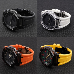 Bracelet de montre en caoutchouc de remplacement tendance pour Casio <span class=keywords><strong>GA</strong></span>-<span class=keywords><strong>2100</strong></span>, avec boucle déployante - Product Image 5