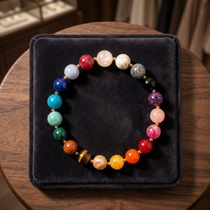 Hemasa Fashions <b>Gold</b> Tone Jade <b>Beaded</b> Bohemia <b>Bracelet</b> Natural Crystal Ball Bangle Adjustable Jewelry Gift for Women - Product Image 2