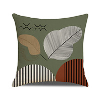 Housse de coussin YINUAN Boho à motif de feuilles vertes, style moderne du milieu du siècle, géométrique abstrait, décorative