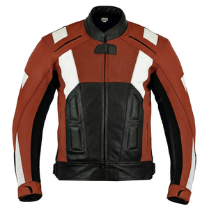 Men's Genuine Different color-block <b>racing</b> <b>jacket</b> All season wear windbreaker streetwear fashionable <b>Racing</b> style leather <b>jacket</b> - Product Image 3
