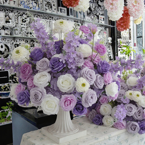 Ornement de table floral artificiel fait main de haute qualité en forme de boule de fleurs violettes pour mariage, vente en gros - Product Image 4