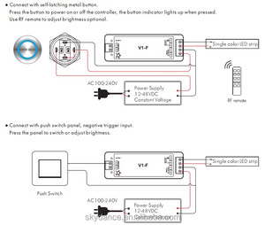Skydance V1-F FADE-in FADE-OUT LED điều khiển Dimmer RF 2.4 Gam không dây điều khiển từ xa 5 Fading tốc độ - Product Image 5