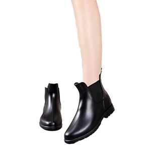 حذاء متوسط الطول مخصص للبالغين للجنسين من الجلد الأسود خفيف الوزن مقاوم للماء مع إصبع دائري للعمل للخريف والشتاء - Product Image 5