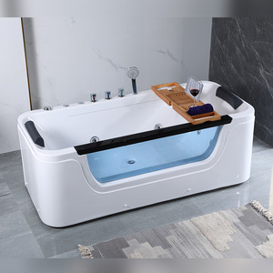 Trắng Acrylic hiện đại tối giản kính cường lực hình chữ nhật bồn tắm spa massage xoáy nước người duy nhất bồn tắm phòng tắm biệt thự - Product Image 3