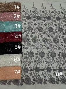 Tessuto in Pizzo Elasticizzato a Quadri Ricamato Luccicante Personalizzabile per Costumi di Scena e Abiti da Sposa con Perline Luminose - Product Image 4