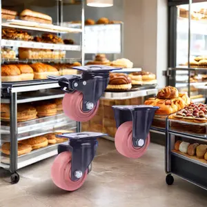 High-Temperature 300-Degree Medium Duty Bakery Trolley Rack 3/4/5-Inch Brown Swivel Plate Casters