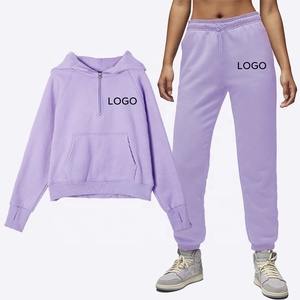 High-quality Fabric 1/4 Zip Pullover Lounge <strong>Wear</strong> Plus Size Women's Sets Women Jogger Sets for Women Two Pieces - Product Image 2