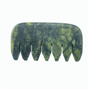 Produits de massage du cuir chevelu pour la relaxation de la tête, couleur verte, peigne en pierre naturelle de jade Xiuyan - Product Image 1
