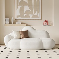 Canapé deux places en fausse fourrure effet nuage, idéal pour les espaces détente, les magasins de vêtements, les zones de repos, les chambres et les petits appartements.