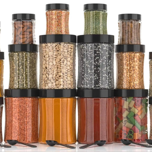 Ensemble de rangement de cuisine modulaire de 20 pièces, bocaux en plastique transparent incurvés, couvercles à clipser, cuillère, récipients compatibles lave-vaisselle - Product Image 6