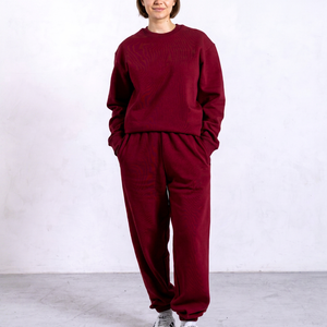 Ensemble de survêtement pour femme, coupe ample, en molleton, avec logo personnalisé OEM, sweat à capuche et pantalon de jogging assorti, vente en gros - Product Image 1