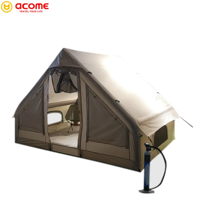 ACOME Hot-verkauf Outdoor Camping Rain And Sun Protection Thickened Cotton Cloth Inflatable Tents For 5-6 People