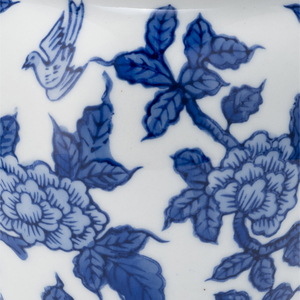 Vaso in Ceramica con Coperchio, Design Floreale Tradizionale Blu e Bianco per Soggiorno e Arredamento Casa - Product Image 4