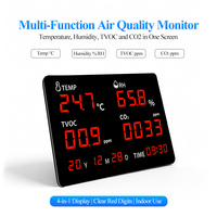 Monitor de calidad del aire interior, detector de CO2, TVOC, temperatura y humedad, pantalla LED de alta precisión con calendario de alarma para el hogar y la oficina